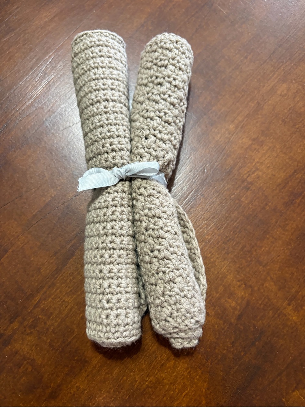 Handmade Crocheted Taupe Dishcloths - Set of 2